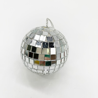 #ad Vintage Silver Disco Mirrored Christmas Tree Ball Ornament