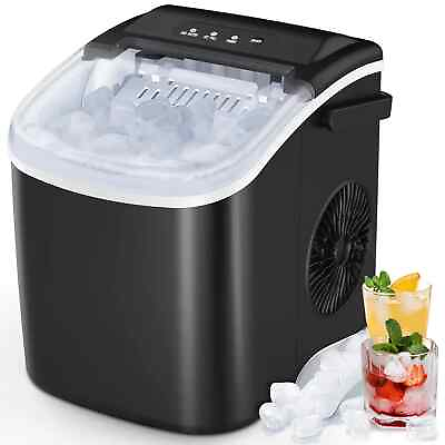#ad KISSAIR Self Cleaning Ice Maker: 9 Ice Cubes in 6 Mins Portable with Handle
