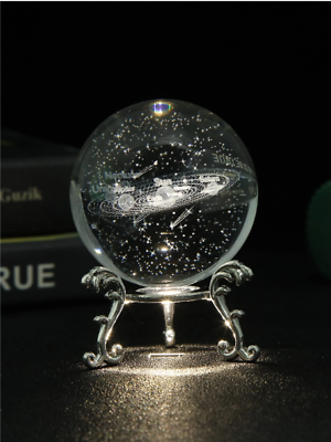 #ad 3D Galaxy Crystal Ball with Stand 3D Decoration Craft Planet Art Decoration