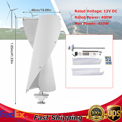 #ad White 12V 400W Portable Vertical Wind Power Turbine Generator Kit w Controller