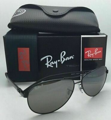 #ad RAY BAN POLARIZED Sunglasses TECH SERIES RB 8313 002 K7 Black Aviator w Mirror