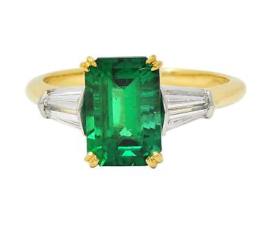 #ad Tiffany amp; Co. 3.15 CTW Emerald Diamond Platinum 18 Karat Gold Vintage Ring AGL