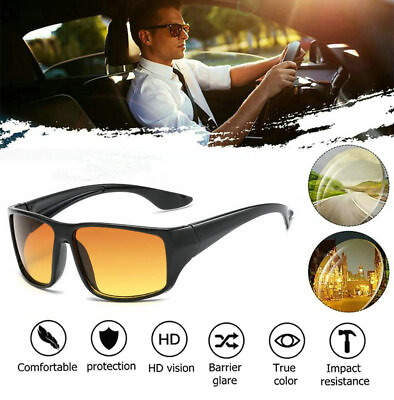 #ad HD Night Driving Glasses Green Yellow Anti Glare Vision Tinted Sport Glasses