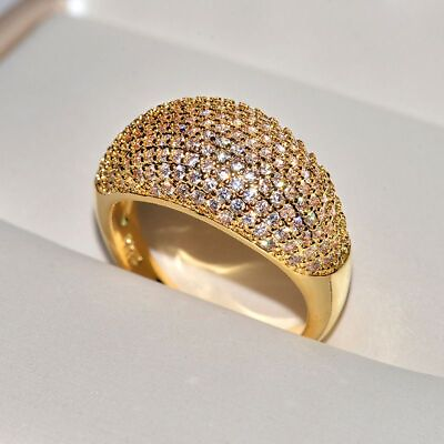 #ad Anillos de oro Real de 18k para mujer joyería fina de lujo Diamante completo