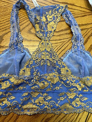 #ad free people lace bralette L Blue Gold