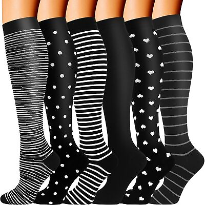 #ad Double Couple 6 Pairs Compression Socks Women Men 20 30 mmHg Knee High Compre...