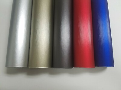 #ad Brushed Gray Silver Red Blue Champagne Vinyl Car Wrap Film Sticker Decal Roll