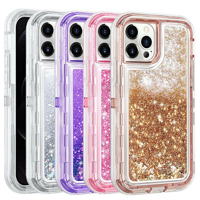 #ad For iPhone 15 Pro Max 14 13 12 11 XS XR 876 Liquid Glitter Bling Case Shockproof