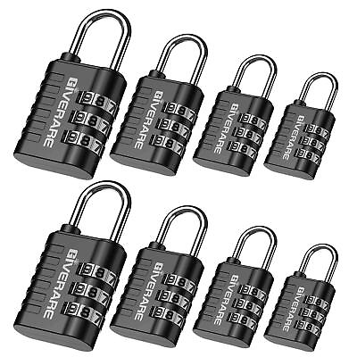 #ad GIVERARE 8 Pack Combination Lock 3 Digit Padlock Keyless Resettable Luggage Lo