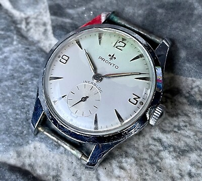 #ad ✩ Vintage PRONTO Swiss Made 60s wrist watch 15 Jewels