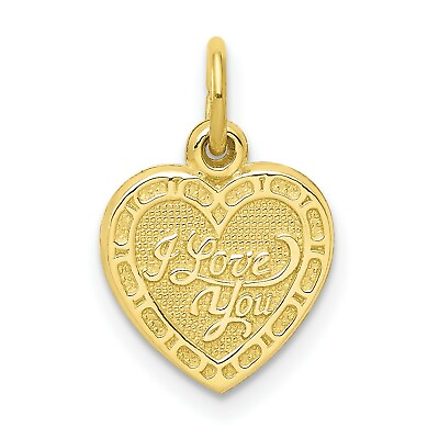 #ad 10k Yellow Gold I Love You Heart Charm Pendant