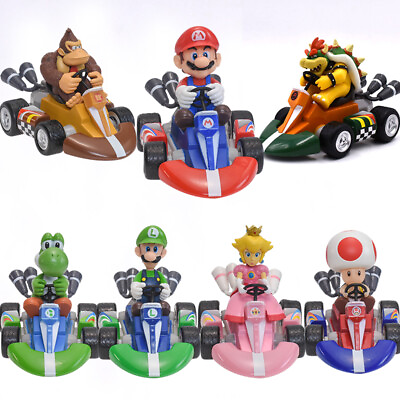 #ad Super Mario Bros Pull Back Car Anime Figure Model Toys Game Doll Kids Gifts $11.99