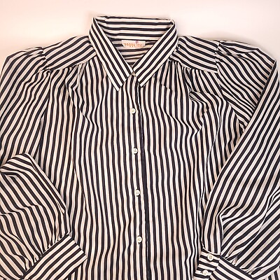 #ad Vintage Womens Shirt Long Sleeve 70s 80s Carnival Beetlejuice Secretary Blouse
