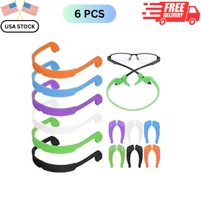 #ad 6 Pcs Silicone Eyeglasses Straps and 12 Pcs Eyewear Retainers Set Colorful Strap $11.08