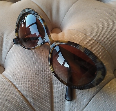 #ad Christian DIOR sunglasses logo retro sunnies oval frames textured tortoise used