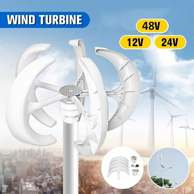 #ad 3000W Vertical Wind Turbine Generator Windmill 12V 24V 48V Multiple Kits