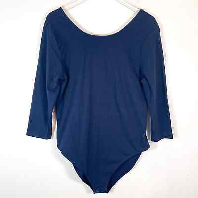 #ad NWT GAP Long Sleeve Fitted Scoop Neck Cheeky Navy Bodysuit Size XL