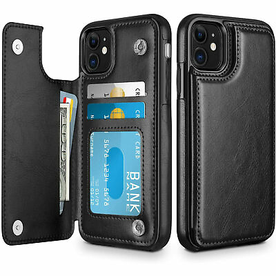 #ad For Phone 12 13 14 Pro Max Pouch Case Leather Card Wallet Slot Kickstand Cover $9.99