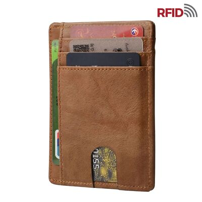 #ad RFID Block Leather Slim Credit Card Wallet