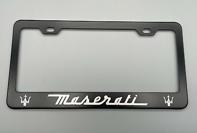 #ad Maserati Black License Plate Frame Stainless Steel with Laser Engraved
