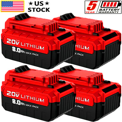 #ad 4PACK 20 Volt Lithium Ion 8.0Ah Battery for PORTER CABLE 20V Max PCC680L PCC685L