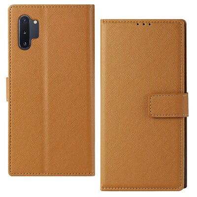 #ad For Samsung Galaxy Note 10 Plus Wallet Case w Card Pocket Holder amp; Stand Brown