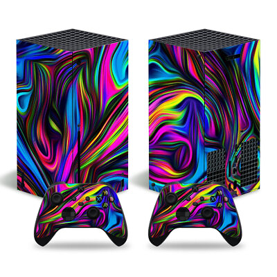 #ad Vinyl Skin Sticker Cover 3D Colorful Stripe For XBOX Series X Decal Wrap Set