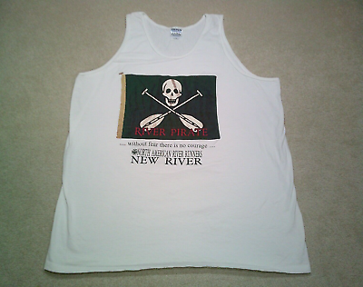 #ad Vintage River Pirate Tank Top T Shirt Mens XL Extra Large White