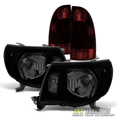 #ad For Replacement 2005 2008 Toyota Tacoma Blk Smoke HeadlightsTail Brake Lights