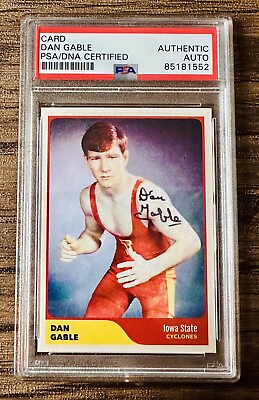 #ad DAN GABLE IOWA STATE OLYMPIC GOLD MEDAL SIGNED CARD PSA DNA AUTHENTIC AUTO