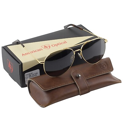 #ad AO American Optical Military Pilot Gold Frames 58 mm Sunglasses $194.00