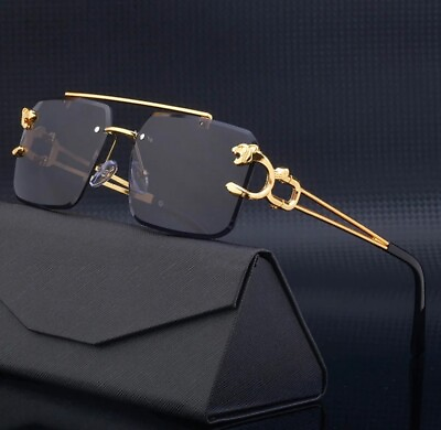 #ad Men#x27;s Gold Plated Rimless Sunglasses