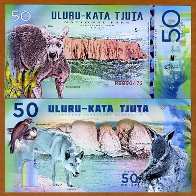 #ad Australia Uluṟu Kata Tjuṯa National Park 50 dollars Polymer 2018 Kangaroo