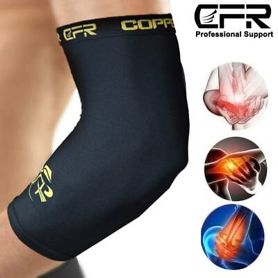 #ad Copper Elbow Brace Compression Support Sleeve Arthritis Tendonitis Joint Pain HG $6.78