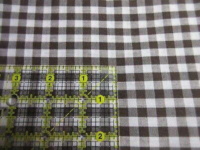 #ad BROWN Gingham Check Fabric 1 4quot; Squares 6 Yards