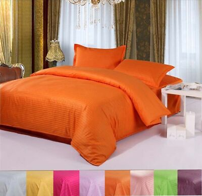#ad Egyptian Cotton Bedding Item 800 1000 1200 1500 TC Orange Stripe amp; All US Size