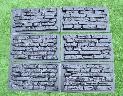 #ad Concrete Molds Plaster Wall Stone Cement Tiles Mould ABS Plastic set pcs W17