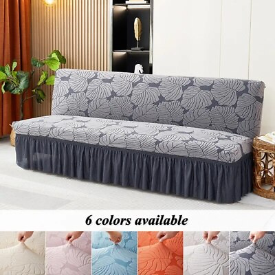 #ad Stretch Sofa Bed Cover with Skirt for Living Room Jacquard Couch Cover Slipcover