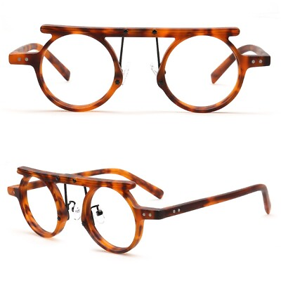 #ad Handmade Round Eyeglass Frames Flat Top Retro Vintage Nerd Glasses Men Women