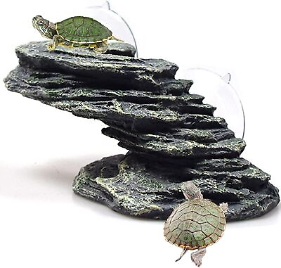 #ad Turtle Basking Platform Resin Rock Tortoise Climbing Dock Aquarium Ornament
