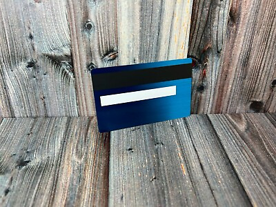#ad BRUSHED BLUE Credit Card Blank w Chip Slot Mag Strip Black