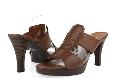 #ad PAUL GREEN MUNCHEN Brown Leather Slip On Slides Sandals Size US 8.5 9 UK 6