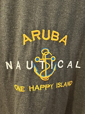 #ad Vintage Island of Aruba Sailing Ship Nautical Highly Detailed T Shirt New LARGE