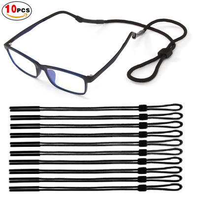 #ad 10Pcs Adjustable Eyeglasses Sunglasses Neck Strap Cord Lanyard Holder Black US