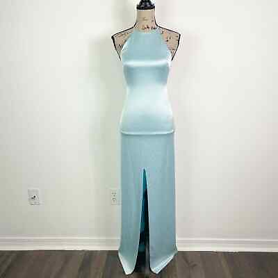 #ad Alice Olivia NWOT Ettley Halter Powder Blue Maxi Dress Size 0