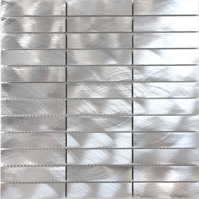 #ad Metal Metallic Aluminium Stacked Pattern Mosaic Tile Kitchen Wall Backsplash