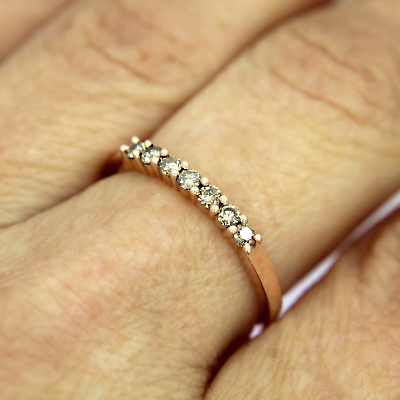 #ad 9ct Rose Gold 0.20ct Chocolate Diamond Ring Size 7 3 4 P