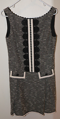 #ad Women#x27;s Nannette Lepore Black White Stitched Mini Dress Sleeveless Size 8