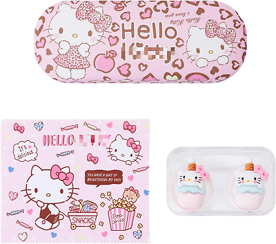 #ad Pink Kitty Hard Shell Eyeglasses Cases Cartoon Protective Case with Glasses Clot