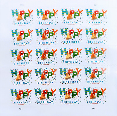 #ad Sheet of 20 quot;Happy Birthdayquot; First Class Stamps Face Value $13.60